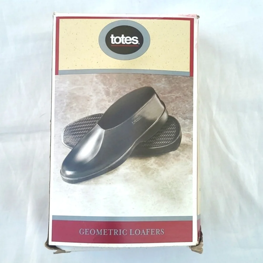 Totes Geometric Rubber Overshoe Loafers Waterproof Non-Slip Shoe Covers NWT